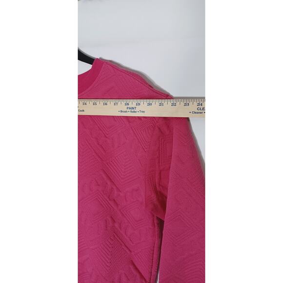 Vintage DEX Women's XL Quilted Crewneck Pullover Sweatshirt Pink - Picture 5 of 11